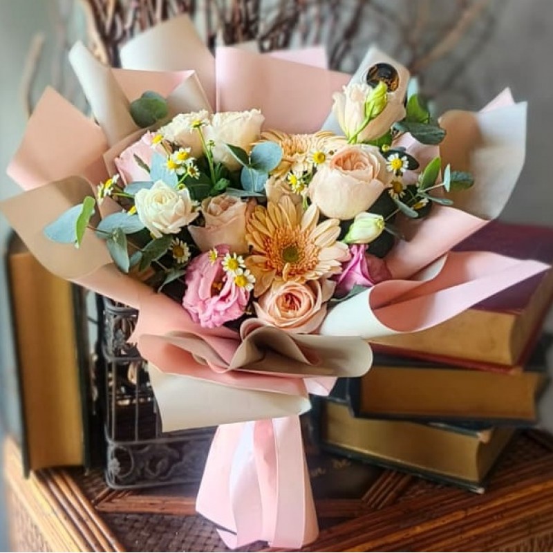 GBQ05 - Pastel Romance Rose & Gerbera Bouquet